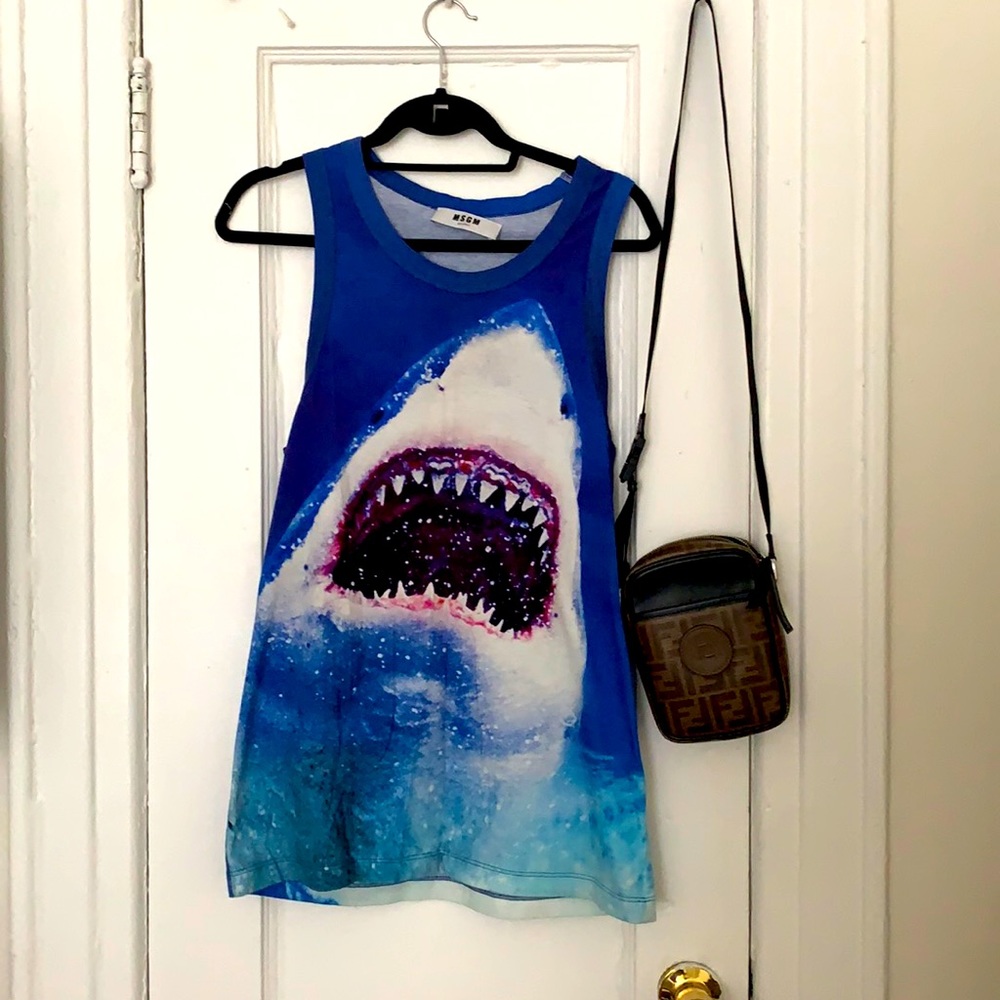 MSGM Jaws Shark Print Tank